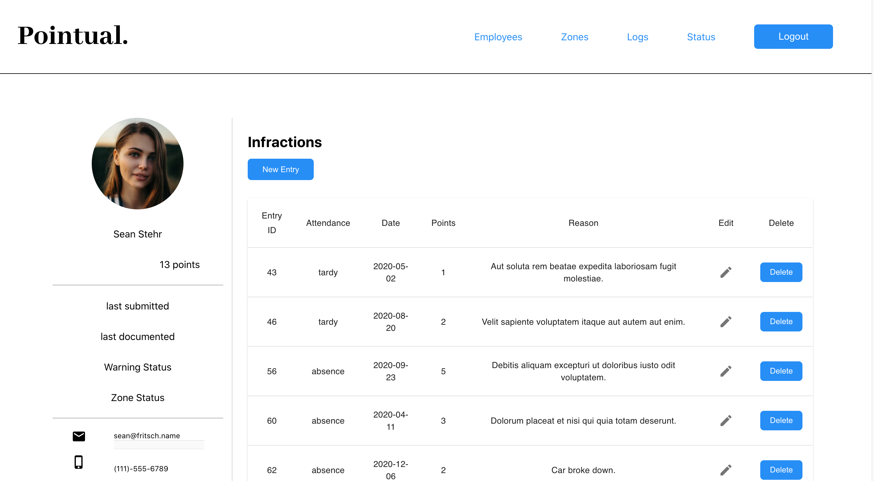 Pointual webpage screenshot